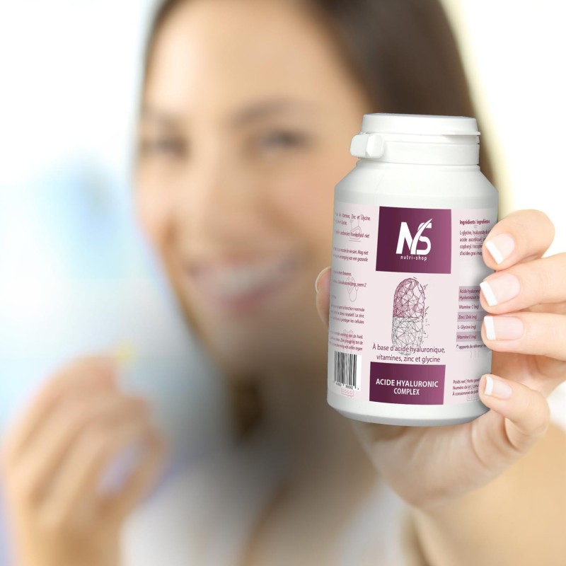 Acide hyaluronic complex vit C E, Lglycine, zinc Nutri-Shop