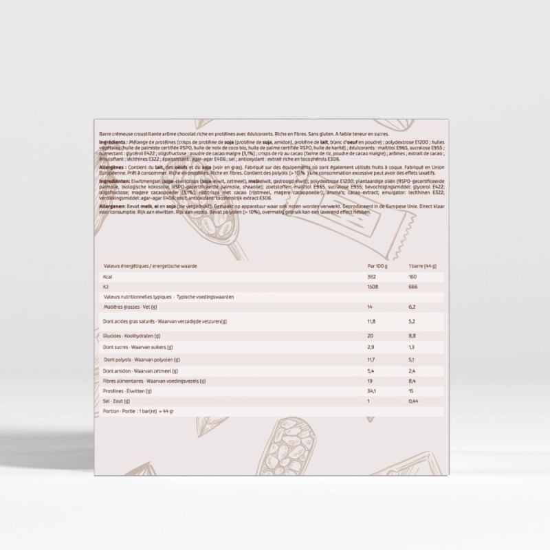 Barres protéinées fluffy chocolat