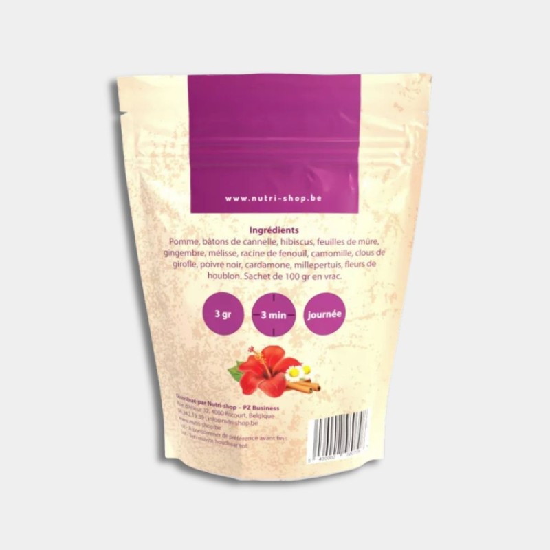 Thé Tisane relax Nutri-Shop Fruits et fleurs sachet de 100 gr